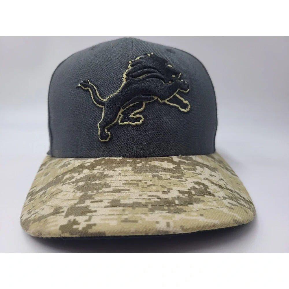Detroit Lions Salute‎ To Service Camo New Era 59Fifty Fitted 7 Hat Cap NFL Gray